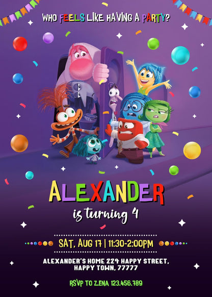Inside Out 2 customizable invitation template | Share or Print |  | YN285