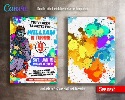 Paintball Airsoft battle customizable invitation template | Share or Print | boy | MH583