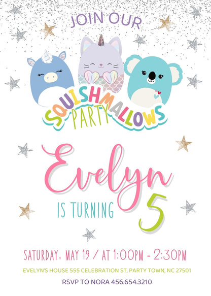 Squishmallows  customizable invitation template | Share or Print |  | PA893