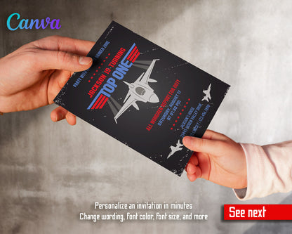 Top Gun One Jet Fighter customizable invitation template | Share or Print | boy | IN973