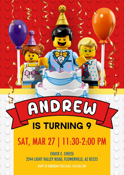 Lego Minifigures  customizable invitation template | Share or Print |  | BV523