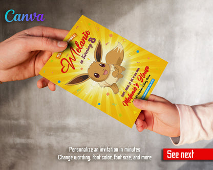 Eevee Pokemon Anime customizable invitation template | Share or Print |  | FC516