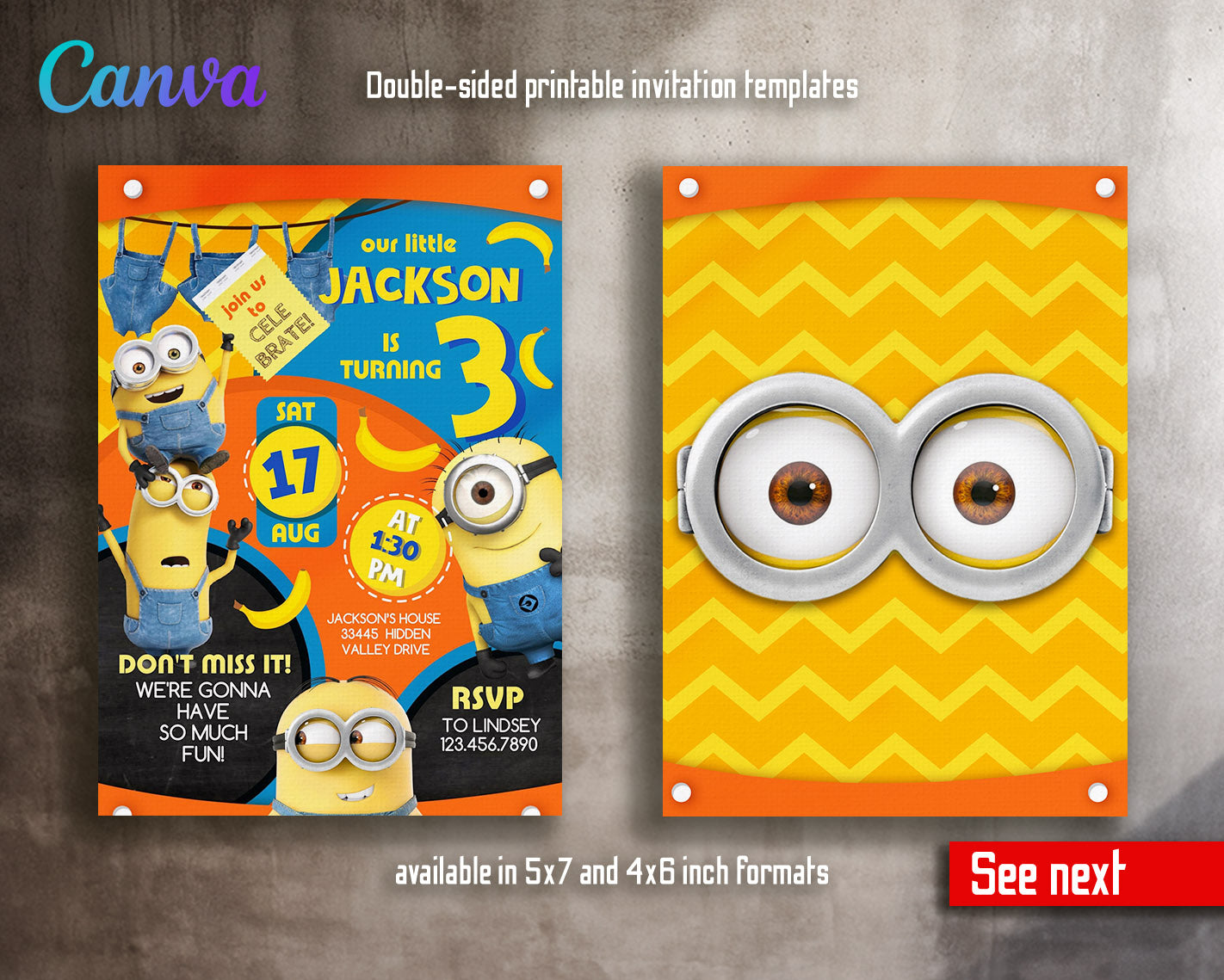 Minions Despicable Me customizable invitation template | Share or Print | | LY920