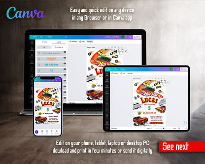 Hot Wheels Racing customizable invitation template | Share or Print | boy | LK759