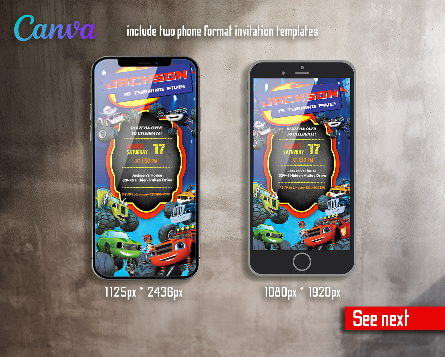Blaze Monster Machines Trucks  customizable invitation template | Share or Print | boy | IT586