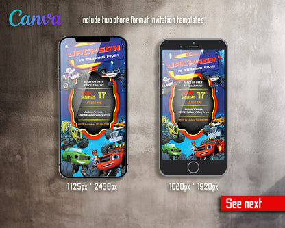 Blaze Monster Machines Trucks  customizable invitation template | Share or Print | boy | IT586