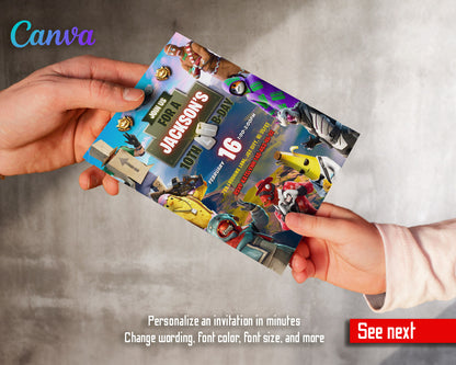 Fortnite gamer customizable invitation template | Share or Print | boy | SL617