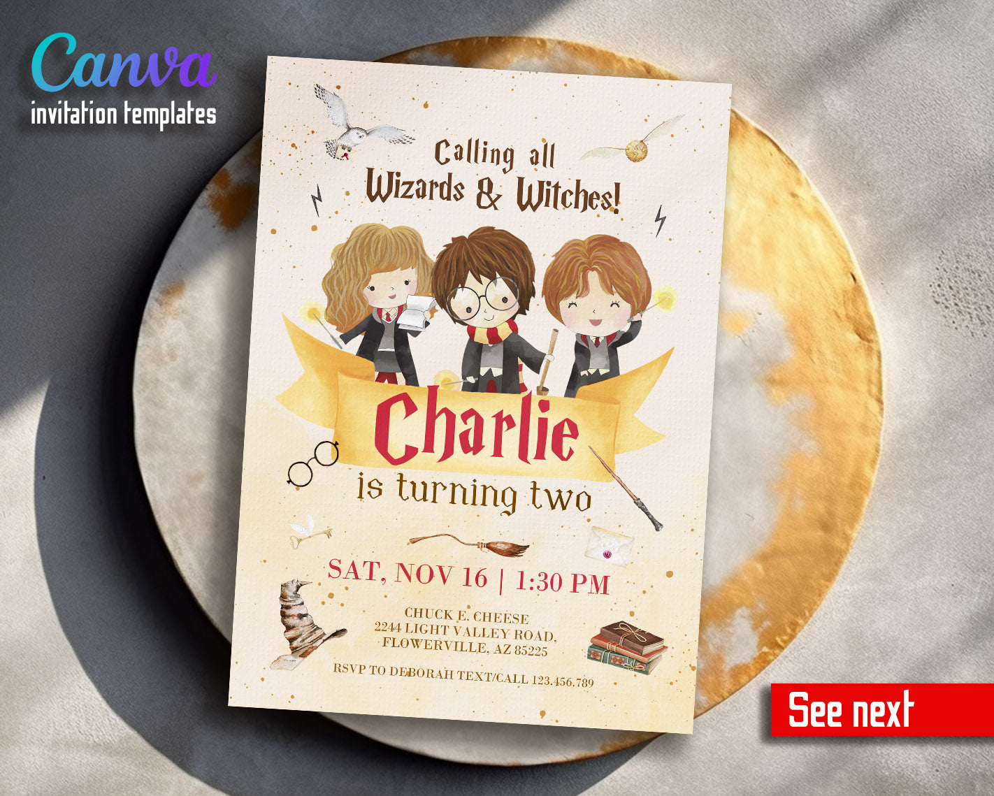 Harry Potter  customizable invitation template | Share or Print |  | IR081