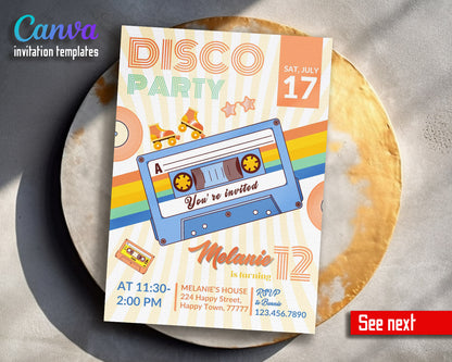 Disco Party 80th 90th  customizable invitation template | Share or Print |  | KN512