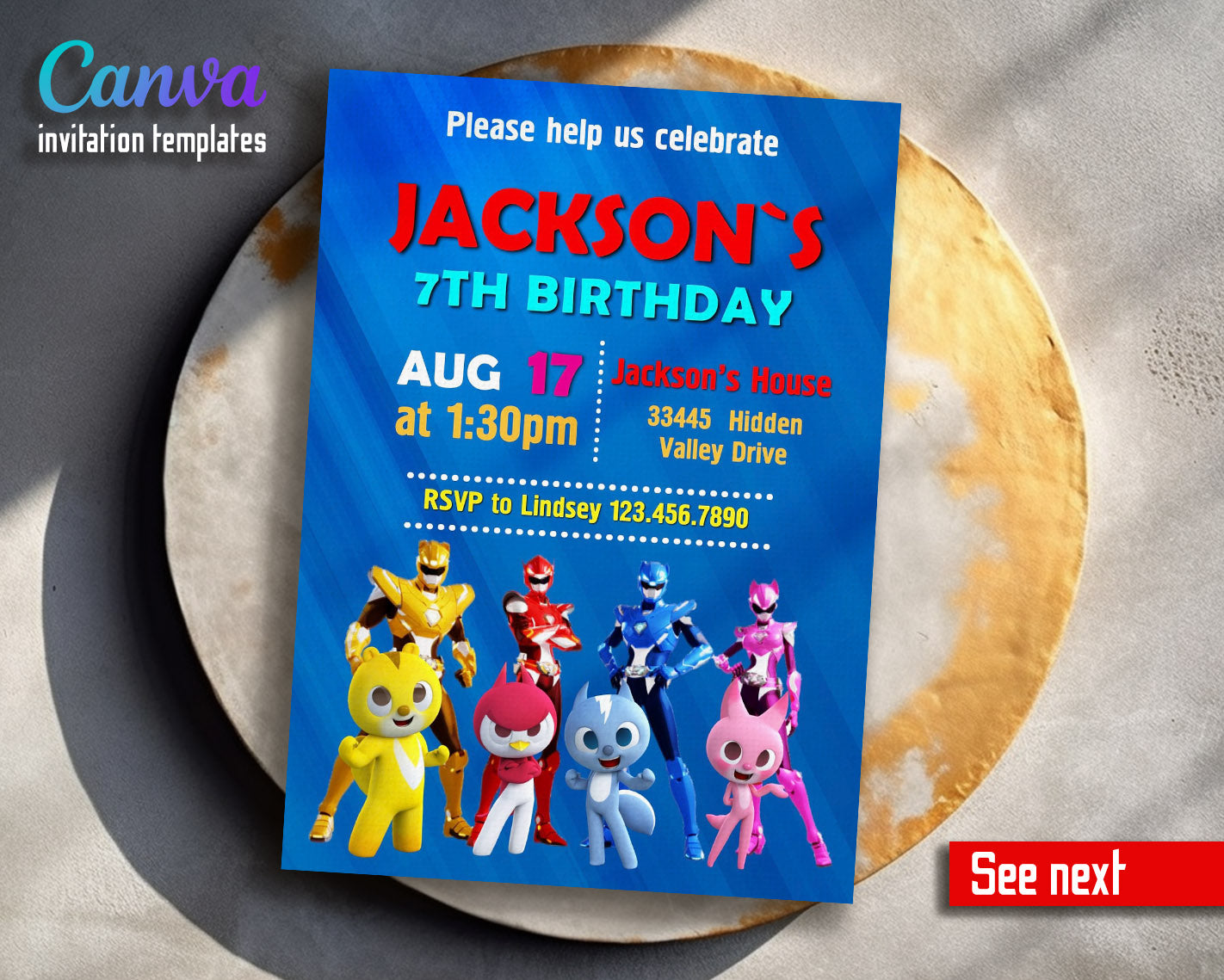 Miniforce customizable invitation template | Share or Print | boy | BV713