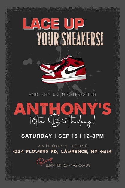 Sneaker Ball Air Jordan Nike customizable invite template | instant download | Share or Print | GH782