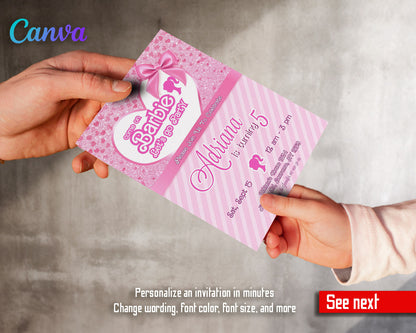 Barbie Pink  customizable invitation template | Share or Print | girl | IM355