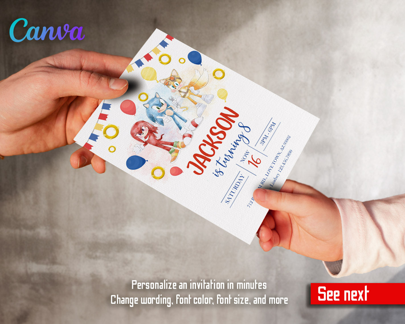Sonic the Hedgehog customizable invitation template | Share or Print |  | SB147
