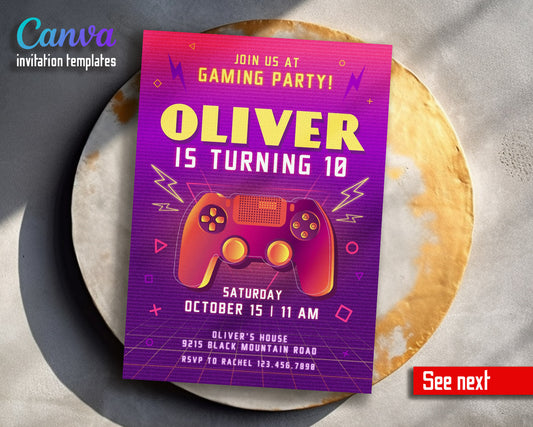 Gamer Party customizable invitation template | Share or Print | boy | FA741