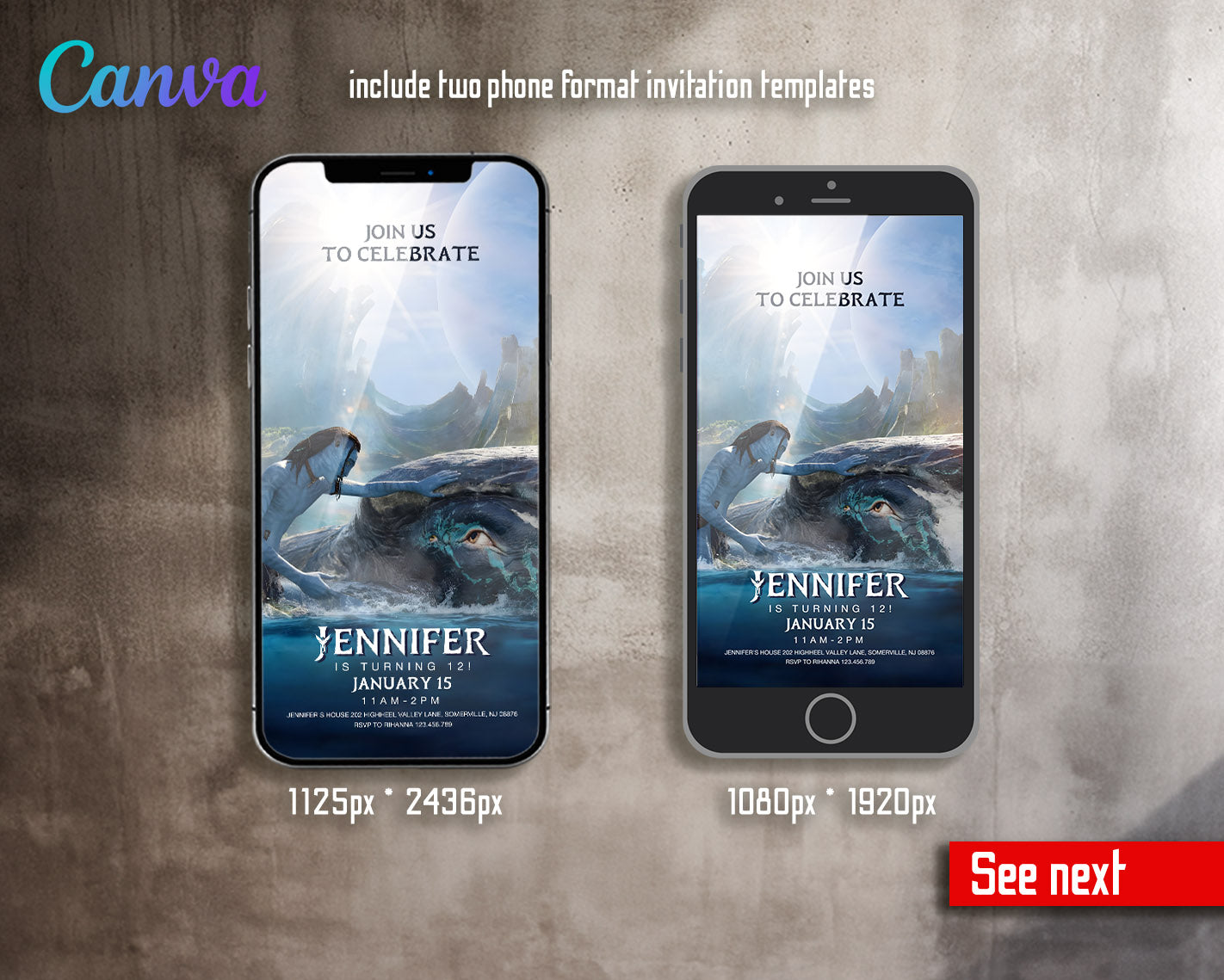 Avatar The Way of Water customizable invitation template | Share or Print |  | KD758