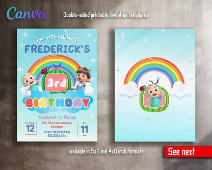 Cocomelon  customizable invitation template | Share or Print |  | XN482