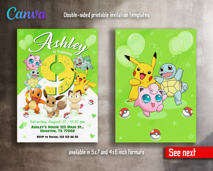 Pokemon Pikachu  customizable invitation template | Share or Print |  | OZ834