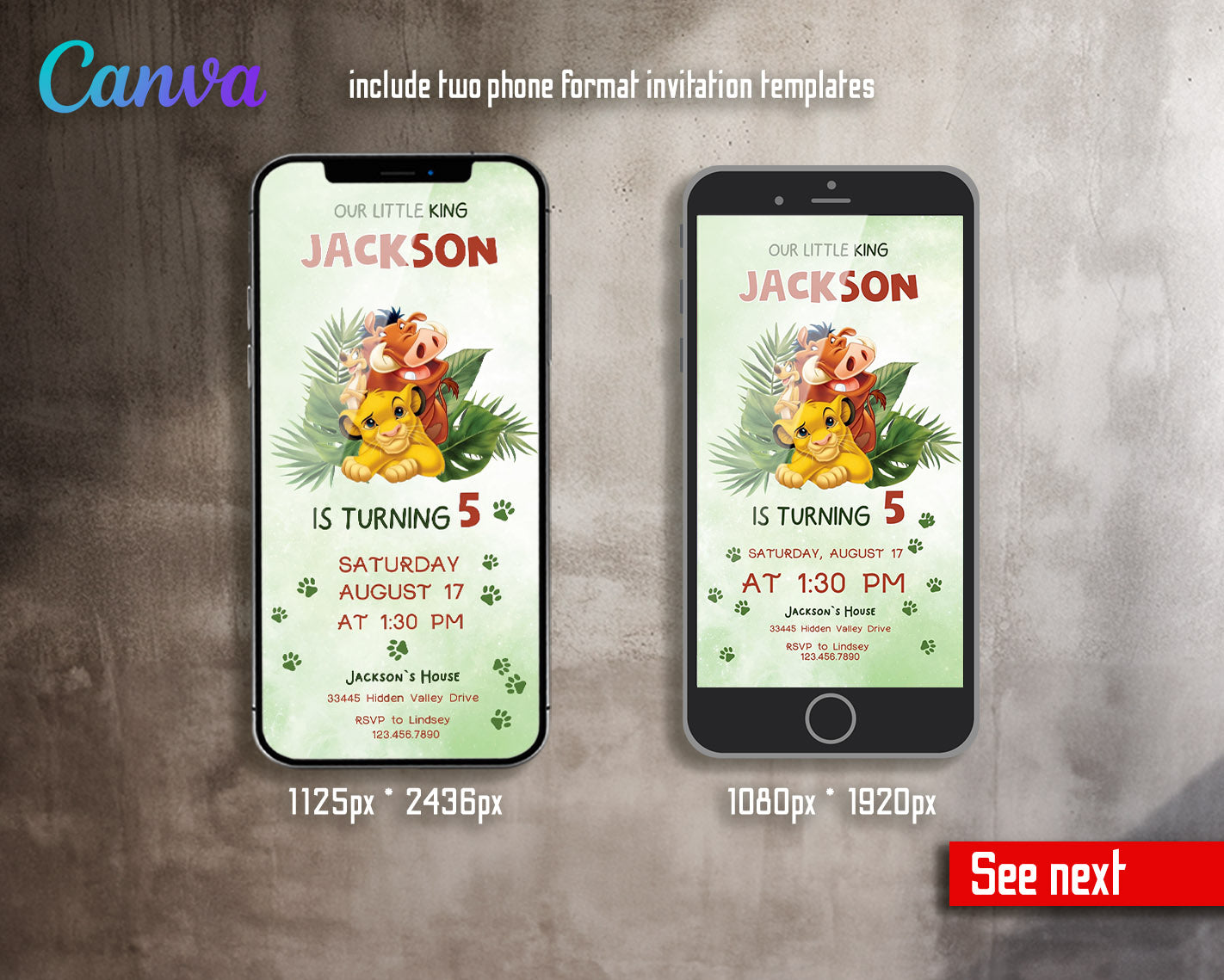 Lion King Simba customizable invitation template | Share or Print |  | LZ136