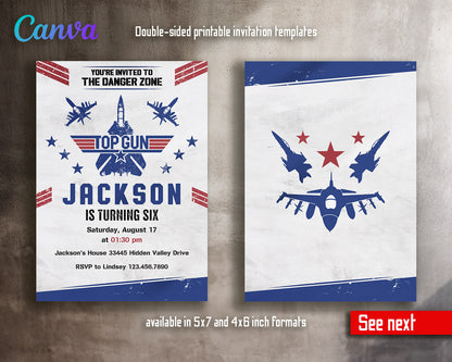 Top Gun Maverick Jet Fighter customizable invitation template | Share or Print | boy | LI534