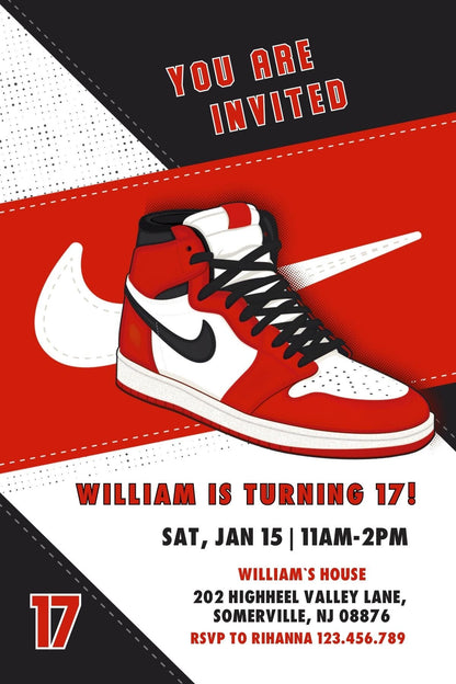 Sneaker Ball Air Jordan Nike customizable invite template | instant download | Share or Print | FA897