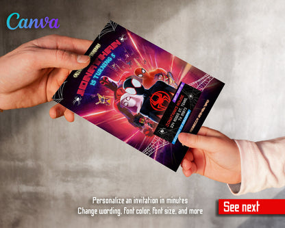 Spider Man Across the Spider-Verse customizable invitation template | Share or Print | boy | AN357