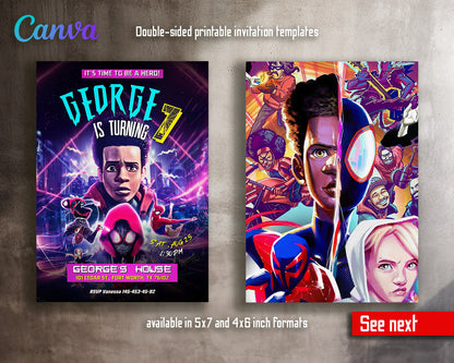 Spider Man Across the Spider-Verse customizable invitation template | Share or Print | boy | NZ274