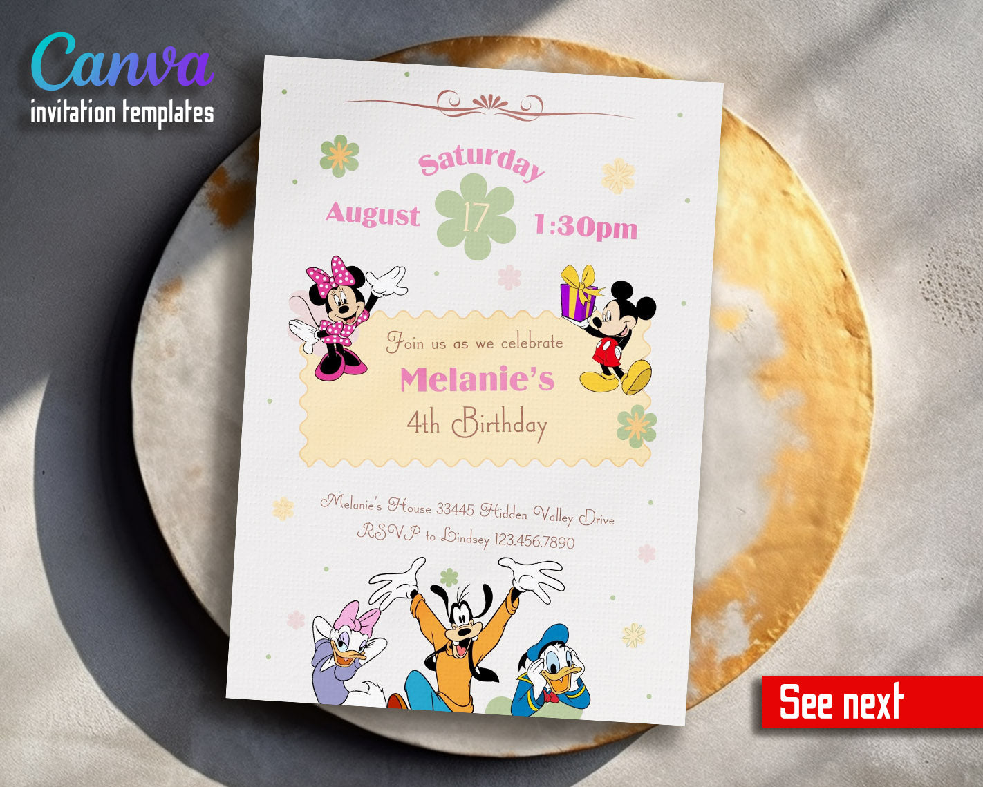 Mickey Mouse and Friends customizable invitation template | Share or Print |  | WH538