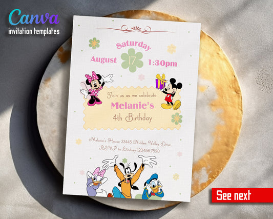 Mickey Mouse and Friends customizable invitation template | Share or Print |  | WH538
