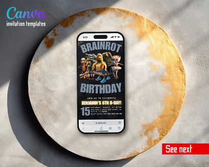 italian BrainRot meme Gang Chalk Video Birthday Invitation | Animated Evite | Editable Canva