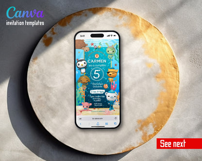 Octonauts Underwater Octo Crew Spanish Video Birthday Invitation | Animated Evite | Editable Canva
