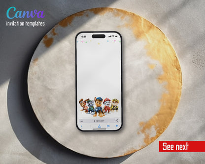 PAW Patrol Pink Skye Pups Pennants Video Birthday Invitation | Animated Evite | Editable Canva