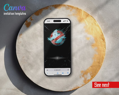 Ghostbusters Frozen Empire Icy Logo Video Birthday Invitation | Animated Evite | Editable Canva
