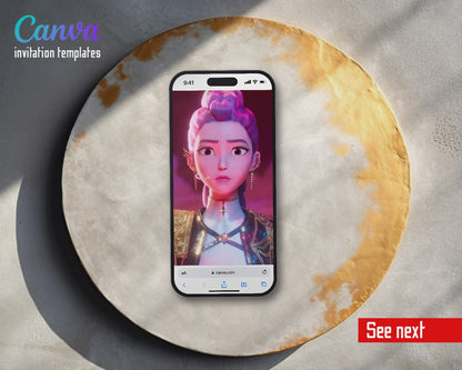 K-pop Demon Hunter Sword Fight Take Down Video Birthday Invitation | Animated Evite | Editable Canva