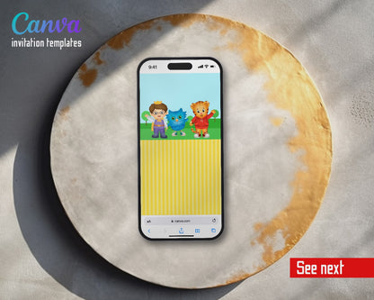 Daniel Tiger's Neighborhood Grr-ific Yellow Stripes Video Birthday Invitation | Animated Evite | Editable Canva