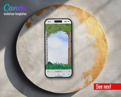 Gruffalo Woodland Log Slice Video Birthday Invitation | Animated Evite | Editable Canva