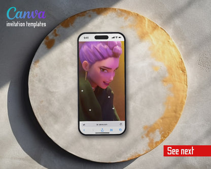 K-pop Demon Hunter Gonna Be Golden Trio Video Birthday Invitation | Animated Evite | Editable Canva