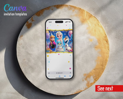 Frozen Elsa Birthday Cake Olaf Video Birthday Invitation | Animated Evite | Editable Canva