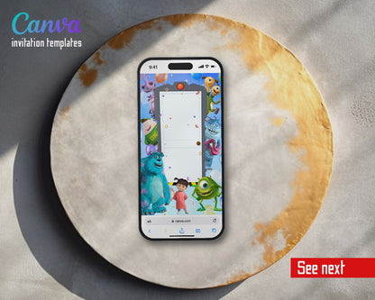 Monsters, Inc. Monster Door Balloon Fun Video Birthday Invitation | Animated Evite | Editable Canva