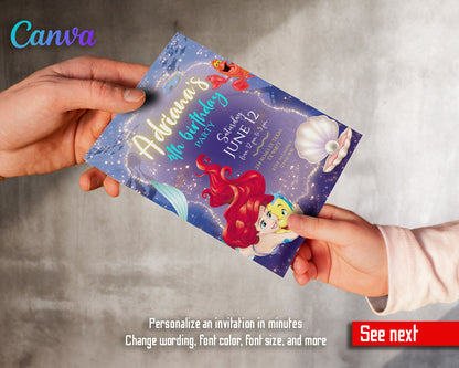 Ariel The Little Mermaid customizable invitation template | Share or Print | girl | WW346