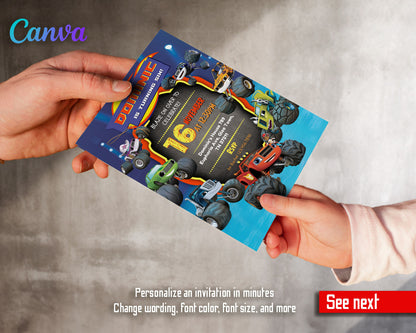 Blaze Monster Machines Trucks customizable invitation template | Share or Print | boy | FU621