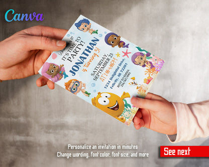 Bubble Guppies customizable invitation template | Share or Print |  | DW018