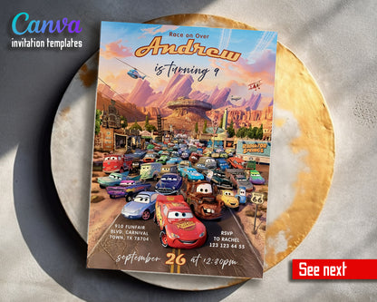Cars Lightning McQueen customizable invitation template | Share or Print | boy | YX468