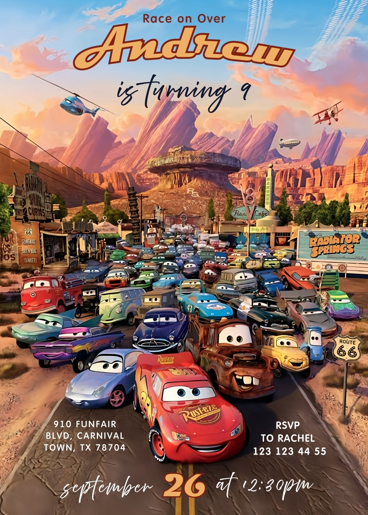Cars Lightning McQueen customizable invitation template | Share or Print | boy | YX468