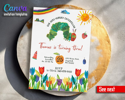 Very Hungry Caterpillar customizable invitation template | Share or Print |  | HK966