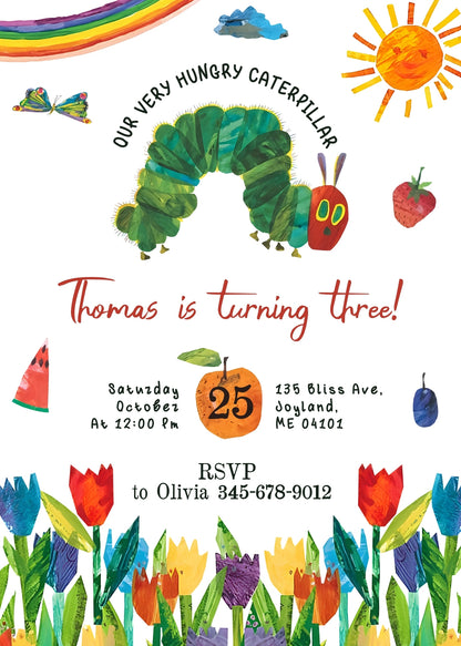 Very Hungry Caterpillar customizable invitation template | Share or Print |  | HK966