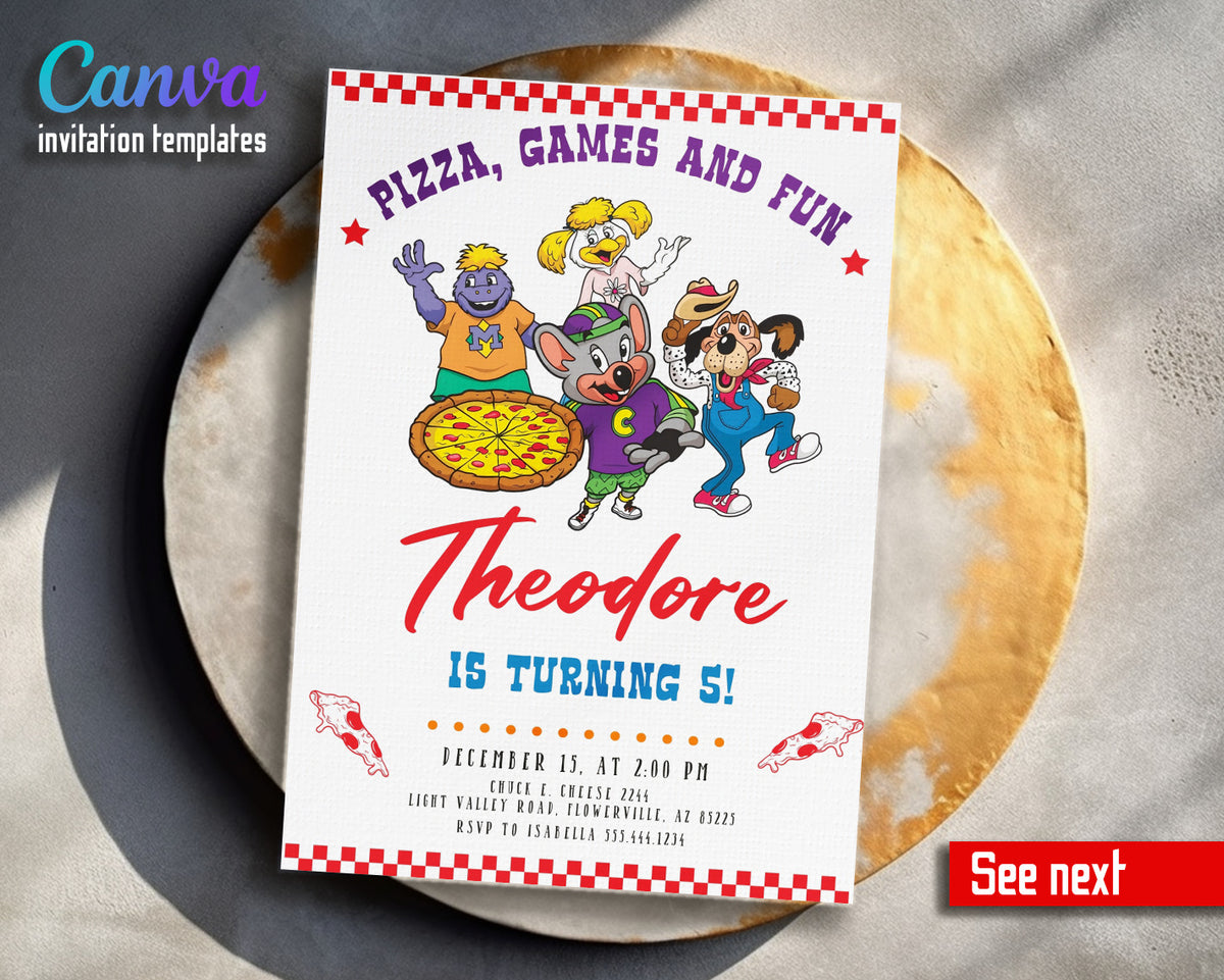 Chuck E. Cheese customizable invitation template | Share or Print |  | GQ719