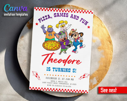 Chuck E. Cheese customizable invitation template | Share or Print |  | GQ719