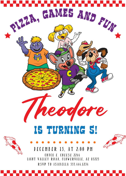 Chuck E. Cheese customizable invitation template | Share or Print |  | GQ719