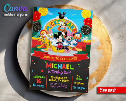 Clubhouse Mickey Mouse customizable invitation template | Share or Print |  | RZ088