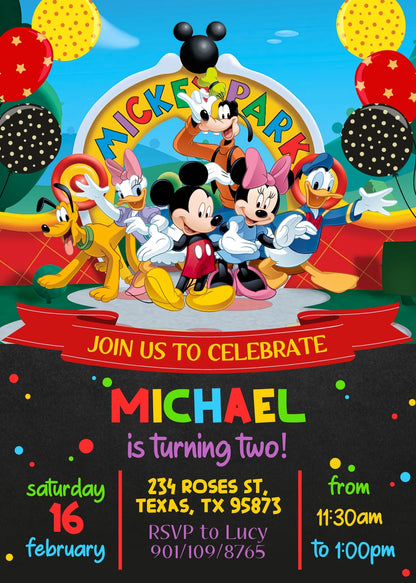 Clubhouse Mickey Mouse customizable invitation template | Share or Print |  | RZ088